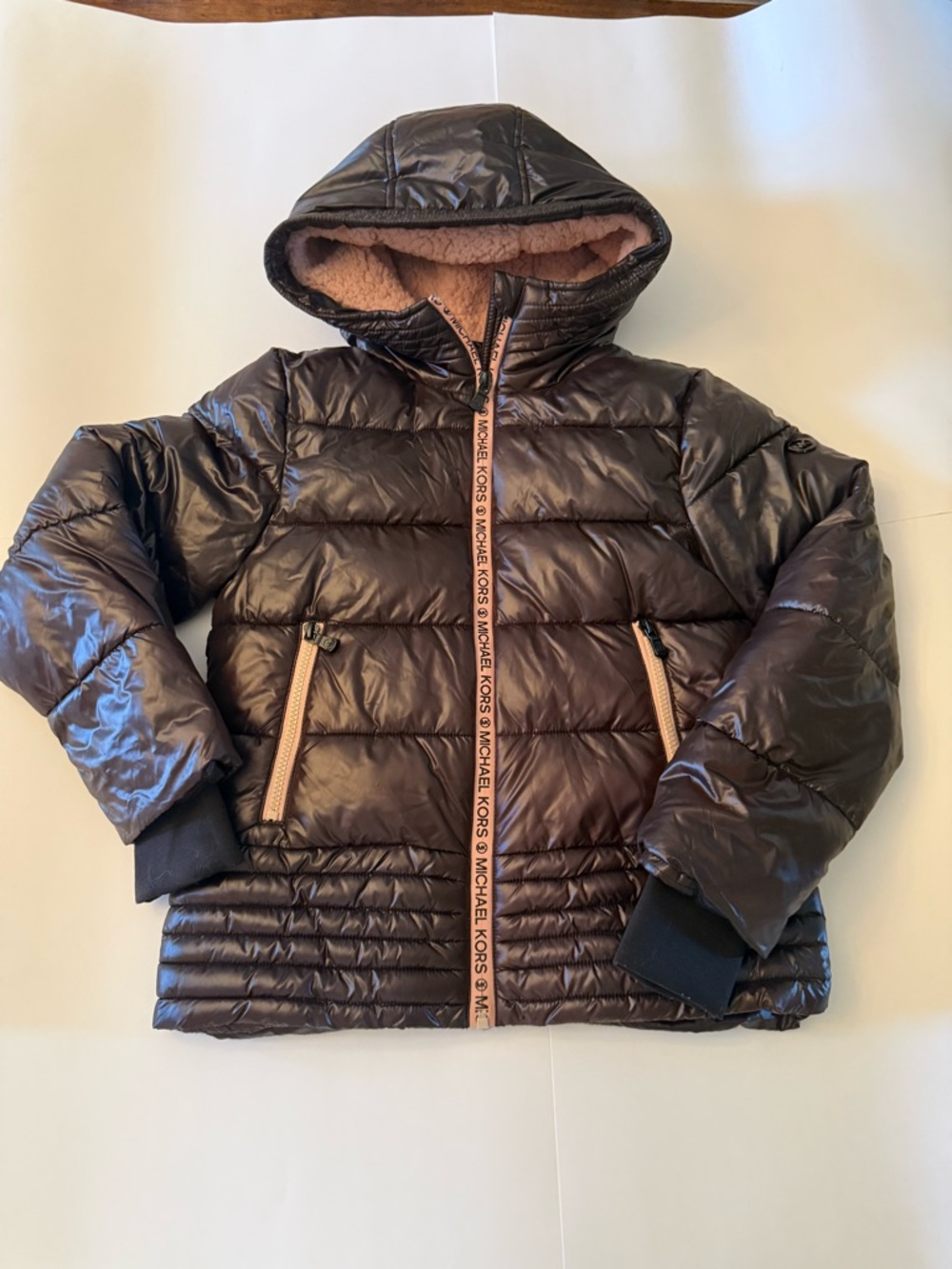 Michael Kors girls chocolate brown with pink jacket sz 10/12